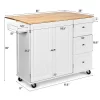 Costway Drop-Leaf Kitchen Island Trolley Cart Wood Storage Cabinet W/ Spice Rack White -Furniture Specialty Store GUEST b8924580 4c41 479d 9c6d 3e5988645da1