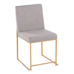 Set Of 2 Highback Fuji Polyester/Steel Dining Chairs Gold/Light Gray - LumiSource