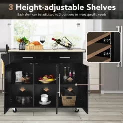 Costway Kitchen Island Trolley Cart Wood Top Rolling Storage Cabinet W/Knife Block Black -Furniture Specialty Store GUEST b9f47e8e 44b0 4b9d 9769 a62cfa8d2d09
