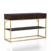 Cilker 2 Drawers Sofa Table Walnut/Gold - MiBasics