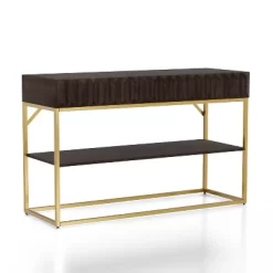 Cilker 2 Drawers Sofa Table Walnut/Gold - MiBasics