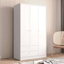 Denmark 3 Door And 2 Drawer Wardrobe White - Polifurniture -Furniture Specialty Store GUEST bacd73d8 9108 48a6 aa53 1d0b07827468