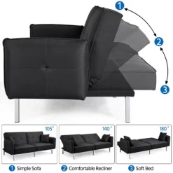 Yaheetech Fabric Futon Sofa Bed With Armrest Adjustable Backrest For Living Room 18 Yaheetech Fabric Futon Sofa Bed With Armrest Adjustable Backrest For Living Room -Furniture Specialty Store GUEST bad3c884 37e6 45ec 99a8 ddf436a67f53