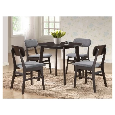 Debbie Mid-Century Wood Round Dining Table - Dark Brown - Baxton Studio 4 Debbie Mid-Century Wood Round Dining Table - Dark Brown - Baxton Studio - Image 2