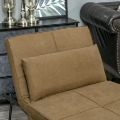 HOMCOM 4-in-1 Multi Function Folding Single Sofa Bed With Retractable Footrest, Convertible Sleeper With Adjustable Backrest, Brown -Furniture Specialty Store GUEST bb378ed1 22f9 47e4 9568 5c4ea704345a