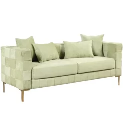80.5" Modern Upholstered Sofa With Golden Metal Legs And 4 Pillows-ModernLuxe -Furniture Specialty Store GUEST bc21e6a4 3320 4e34 aa41 a005b9070a15