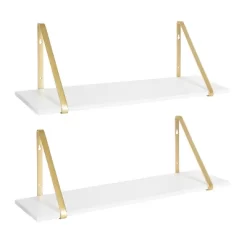 27.5" X 8.2" 2pk Soloman Wooden Shelf Set With Brackets - Kate & Laurel All Things Decor -Furniture Specialty Store GUEST bcdb448f d443 4c25 950e e5ef3affcb26