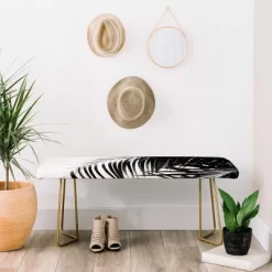 Anita's & Bella's Artwork Palm Leaves Vibes Bench Black/Gold - Deny Designs