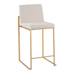 Set Of 2 FujiHB Polyester/Steel Counter Height Barstools Gold/Beige - LumiSource