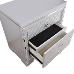 Tenaya 2 Drawer Nightstand With Hidden Drawer And USB Ports Silver - HOMES: Inside + Out -Furniture Specialty Store GUEST be452c1f 9217 4832 aecc dfdc1d0c3d6f
