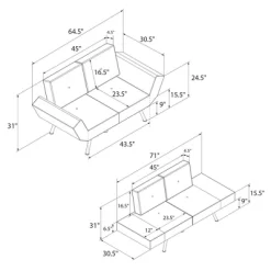 RealRooms Euro Upholstered Tufted Loveseat Futon With Storage Pockets -Furniture Specialty Store GUEST be996b60 a7be 4c15 b0e0 c97236483dce