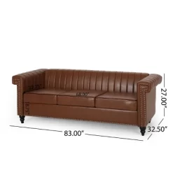 Drury Contemporary Channel Stitch 3 Seater Sofa With Nailhead Trim - Christopher Knight Home -Furniture Specialty Store GUEST beab96b4 9dca 4205 8664 9aee7ced4b92