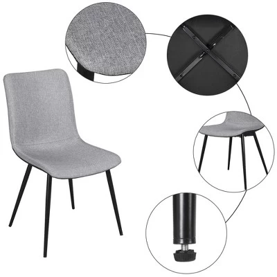 Yaheetech Set Of 4 Dining Chairs With Ventilate Fabric Cushion Metal Legs For Kitchen Living Room, Gray 5 Yaheetech Set Of 4 Dining Chairs With Ventilate Fabric Cushion Metal Legs For Kitchen Living Room, Gray - Image 3