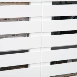 HOMCOM Buffet Sideboard Storage Cabinet With Slat Double Doors, Enclosed Adjustable Shelf And Open Bottom Shelf, White -Furniture Specialty Store GUEST beeba04a 9619 41ec a95d a29b8f01277d