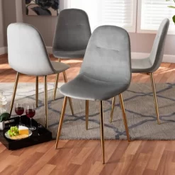 Set Of 4 Elyse Velvet Upholstered Metal Dining Chairs - Baxton Studio 13 Set Of 4 Elyse Velvet Upholstered Metal Dining Chairs - Baxton Studio -Furniture Specialty Store GUEST bf762598 d2ef 4988 bc20 837d647ca025