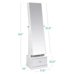 Best Choice Products 360 Swivel Standing Mirrored Jewelry Cabinet, LED-Lit Makeup Organizer W/ Mirror - White -Furniture Specialty Store GUEST bfb5e473 a483 4ec3 a1fa aec0ddfb6dc2