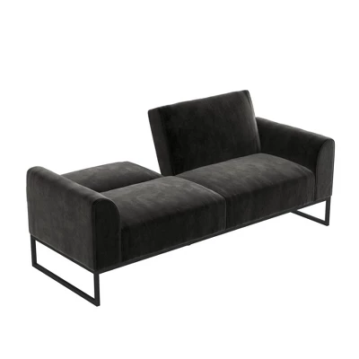 Adley Velvet Fabric Coil Futon With Metal Base - CosmoLiving By Cosmopolitan 6 Adley Velvet Fabric Coil Futon With Metal Base - CosmoLiving By Cosmopolitan - Image 4