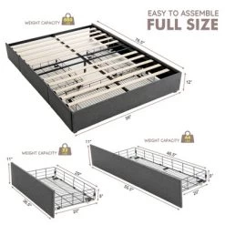Costway Platform Bed Frame With 3 Storage Drawers Mattress Foundation Grey -Furniture Specialty Store GUEST c0f85a8d 233d 4f62 96b0 7170c0eb1222