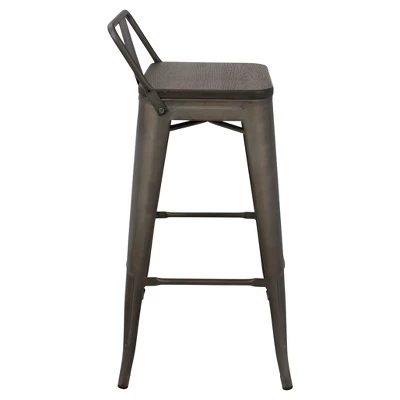 Set Of 2 30" Oregon Industrial Low Back Barstools - LumiSource 3 Set Of 2 30" Oregon Industrial Low Back Barstools - LumiSource