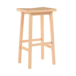 PJ Wood Classic Saddle-Seat 29" Tall Kitchen Counter Stool For Homes, Dining Spaces, And Bars W/Backless Seat, 4 Square Legs, Natural (4 Pack) -Furniture Specialty Store GUEST c15cde30 b8c2 4b84 bc7b 298d22dd628c