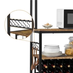 Yaheetech 65" Wine Bakers Rack Freestanding Wine Rack With Glass Holder And Wine Storage, Rustic Brown -Furniture Specialty Store GUEST c169fdcc 8da0 42d3 83de e75f83da75f8