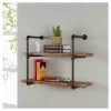 31.5" X 24" Two Tier Industrial Pipe Wall Shelf Brown - Danya B. -Furniture Specialty Store GUEST c213c97b 1f51 473e a463 9719b57a98dc