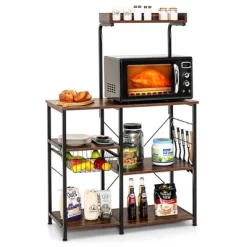 Costway 4-Tier Vintage Kitchen Baker's Rack Utility Microwave Stand W/ Basket & 5 Hooks -Furniture Specialty Store GUEST c22f3dd9 3743 4b31 b5ff 30a9ffbae158