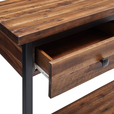 Claremont Rustic Wood Console Table With Two Drawers And Low Shelf Dark Brown - Alaterre Furniture 7 Claremont Rustic Wood Console Table With Two Drawers And Low Shelf Dark Brown - Alaterre Furniture - Image 5