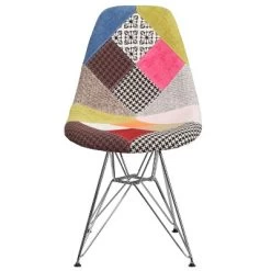 Emma And Oliver Milan Patchwork Fabric Chair With Chrome Base -Furniture Specialty Store GUEST c36435e0 d28c 4f58 89fa 87c3a8e2cd39