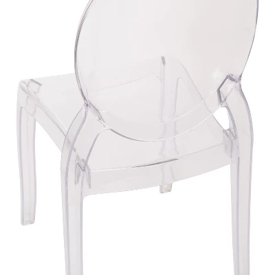 Emma And Oliver Set Of 4 Multifunctional Transparent Polycarbonate Resin Stacking Accent Chair With Extra Wide Seat For Vanity, Dining Room, Bedroom & Outdoor Events 10 Emma And Oliver Set Of 4 Multifunctional Transparent Polycarbonate Resin Stacking Accent Chair With Extra Wide Seat For Vanity, Dining Room, Bedroom & Outdoor Events - Image 8