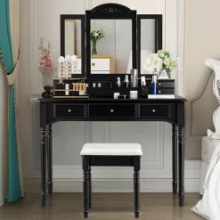 Costway 7 Drawers Vanity Set Dressing Table W/ Tri-Folding Mirror -Furniture Specialty Store GUEST c3ef9a79 96e6 48dd aa19 f416a5b17362