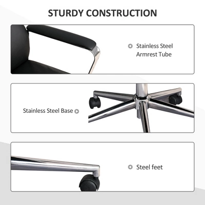 Vinsetto High Back Executive Office Chair Faux Leather Swivel Computer Desk Chair With Padded Arm, Adjustable Height, Wheels Black 8 Vinsetto High Back Executive Office Chair Faux Leather Swivel Computer Desk Chair With Padded Arm, Adjustable Height, Wheels Black - Image 6