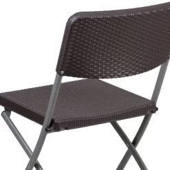 Emma And Oliver 6 Pack Brown Rattan Plastic Folding Chair With Gray Frame - Event Chair -Furniture Specialty Store GUEST c4848531 81c0 4181 84c7 9ab63333608c