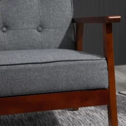 HOMCOM Modern Upholstered 2-Seat Loveseat Sofa With Linen-Touch Fabric And Rubberwood Legs, Gray -Furniture Specialty Store GUEST c4a8cd15 5c79 444a 9106 fa35c5b7a94b