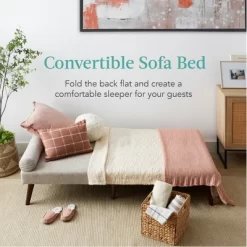 Best Choice Products Fabric Upholstered Convertible Futon W/ Rounded Armrests, Wooden Legs, 2 Cupholders -Furniture Specialty Store GUEST c52fab9c 16f7 4e9f 80ba d79cf3884e5a