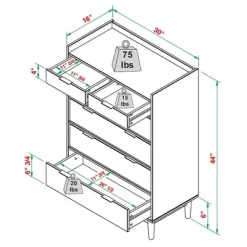 Mid-Century Modern Solid Wood 6 Drawer Vertical Dresser - Saracina Home -Furniture Specialty Store GUEST c61ba0fa 135e 47de 9250 5e732e67fd91