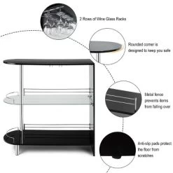 Costway Wine Rack Unit W/Tempered Glass Shelf & Glass Holders Glossy Black -Furniture Specialty Store GUEST c6d5d68c ba5a 44aa 8321 f93e6564950e