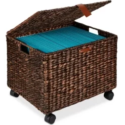 Best Choice Products Hyacinth Rolling Filing Cabinet Mobile Organizer Storage Basket W/ Lid, Locking Wheels -Furniture Specialty Store GUEST c7235f1d 8c6c 4ff8 8b1c 20a772782049