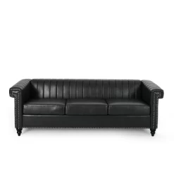 Drury Contemporary Channel Stitch 3 Seater Sofa With Nailhead Trim - Christopher Knight Home -Furniture Specialty Store GUEST c76fd34a 71d9 4417 886c c1578ecad0e3