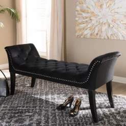 Chandelle Luxe And Contemporary Velvet Upholstered Bench Black - Baxton Studio -Furniture Specialty Store GUEST c77d0741 6e7b 4b2a 9c08 8426f9800061