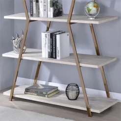 Ketano Metal 4-Shelf Bookcase In Champagne And White - Furniture Of America -Furniture Specialty Store GUEST c7dbf824 a6dc 415c b90e 5ac900f85d29