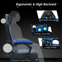 Costway Massage Gaming Chair Racing Recliner Computer Desk Chair W/Footrest -Furniture Specialty Store GUEST c808f30a 3715 426e 9c1e 06f07733719f