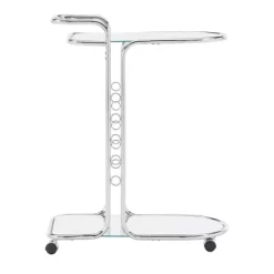 Bedford Chrome Finish Round Edge Bar Cart Silver - Inspire Q -Furniture Specialty Store GUEST c8189cf7 3b72 458c a24f 77bee875f700