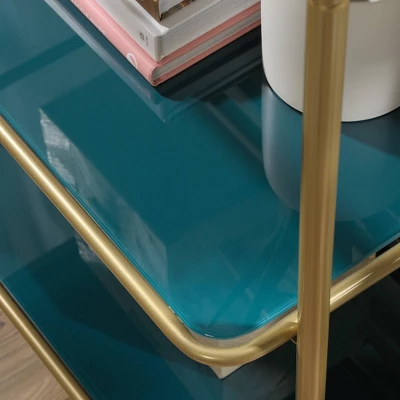 63" Coral Cape Bookcase With Metal And Glass Satin Gold - Sauder 8 63" Coral Cape Bookcase With Metal And Glass Satin Gold - Sauder - Image 6