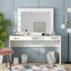 2pc Grayde 3 Drawer Vanity Table And Mirror Set With Bulbs And USB Ports Luminous White - MiBasics