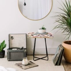 Square Ninola Design Butterflies Wings Countryside Side Table Pink/Black - Deny Designs -Furniture Specialty Store GUEST c95cd108 be04 463d b2de d36172e6a368