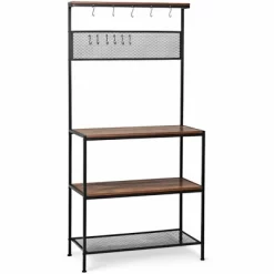 Costway 4-Tier Kitchen Bakers Rack Microwave Oven Stand Industrial W/Hooks & Mesh Panel -Furniture Specialty Store GUEST c9dbccb7 ed6f 430c ae2a fd97c70e3fc6