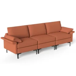 Costway Modern Modular Fabric 3-Seat Sofa Couch Living Room Furniture W/ Metal Legs RedGreen -Furniture Specialty Store GUEST ca30d4a9 6fa2 41be 8844 12a6a0edb94b