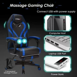 Costway Massage Gaming Chair Racing Recliner Computer Desk Chair W/Footrest -Furniture Specialty Store GUEST ca54b42e 1afb 4e59 97f1 66b9624d9031