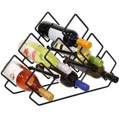 Sunnydaze Decor Sunnydaze Modern 6-Bottle Triangular Wine Rack - Indoor Steel Wire Tabletop Accent - Black 6 Sunnydaze Decor Sunnydaze Modern 6-Bottle Triangular Wine Rack - Indoor Steel Wire Tabletop Accent - Black - Image 4